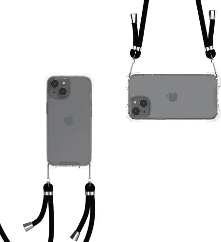 Vista 15 de Funda transparente para iPhone 13 con correa cruzada ajustable desmontable, ajuste delgado, funda protectora a prueba de golpes con cordón de hombro