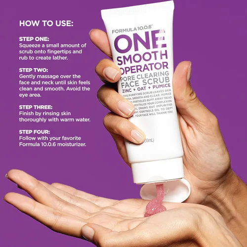 Vista 4 de Formula 10.0.6 Un operador suave (3.4 onzas líquidas) exfoliante facial para limpiar poros que deja la piel fresca, suave y clara, vegano, sin