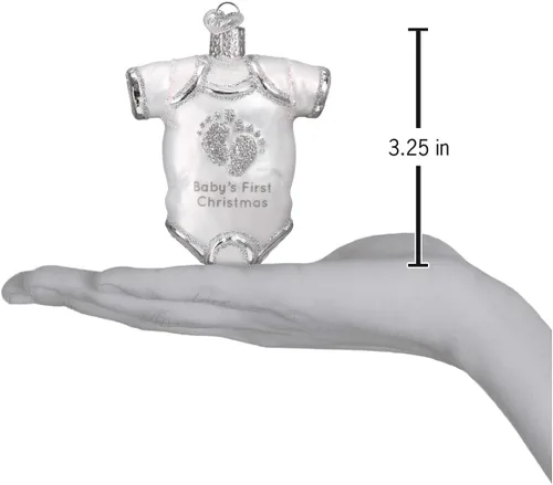 Vista 5 de Old World Christmas - Adorno de bebé blanco de un solo pieza de vidrio soplado para árbol de Navidad, decoración festiva hecha a mano, colección
