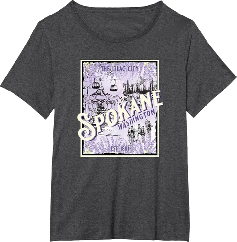Vista 19 de Camiseta vintage Spokane Washington The Lilac City Carousel Waterfall, Negro