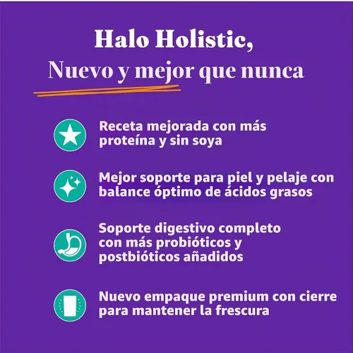Vista 10 de Halo Holistic - Alimento seco para perros, receta vegana a base de plantas, algas, 3.5 libras