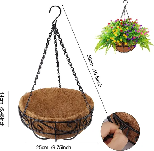 Vista 8 de Plantas colgantes artificiales artificiales para decoración de primavera y verano, resistentes a los rayos UV, eucalipto, helechos Boston