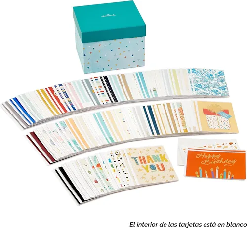 Vista 4 de Hallmark Conjunto en caja de tarjetas de felicitación en blanco surtidas para todas las ocasiones con organizador de tarjetas