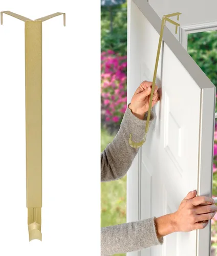 Vista 15 de Haute Decor Adapt - Colgador de corona ajustable, con ajuste de parte superior y longitud - Latón antiguo - Soporte para corona sobre la puerta que