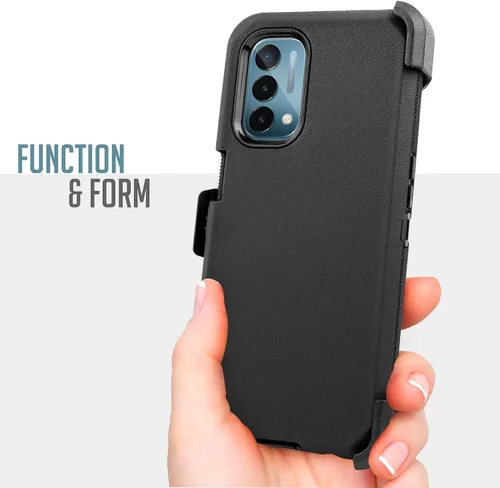 Vista 4 de Funda diseñada para Motorola Edge 2021 / Moto Edge 5G UW: protector de pantalla integrado con soporte de cuerpo completo, protección de grado Negro