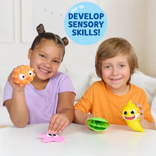 Vista 6 de Baby Shark Sensory Fun Friends, paquete de 4, juguetes para ansiedad, desarrollan habilidades sensoriales (más de 4 meses)