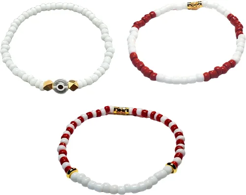 Vista 17 de Juego de 3 pulseras de cuerda elástica de santería de ojo malvado hechas a mano Obatala Oshun Yemaya Orula Elegua Oya Ogun Ochosi Shango Babalu Aye