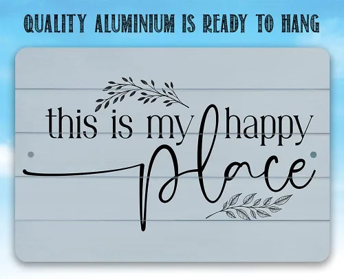 Vista 6 de This is My Happy Place - Great Home and Farmhouse Display, Inspiring Family Wall Art, Entryway Porch House Decor, Minimalist Housewarming Gift, 8x12