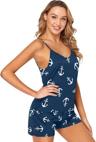 Vista 2 de KLL Hot Dog - Conjunto de pijama corto sin costuras para mujer, 2 piezas, ropa de dormir suave