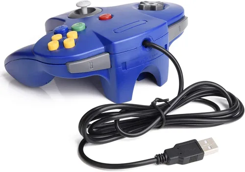 Vista 2 de Paquete de 2 controladores clásicos N64, miadore N64 con cable USB para PC, joystick, N64 Bit USB con cable, controlador Joy pad para Windows, PC
