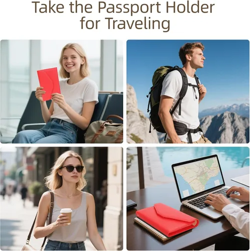 Vista 121 de Zoppen - Billetera de viaje con bloqueo RFID multiusos (Ver.4) Portatarjetas de pasaporte y vacunas, organizador de documentos de tres pliegues