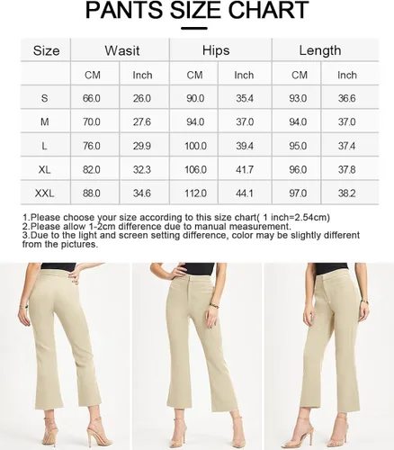 Vista 6 de Doubauen Womens Casual Pants Capris Pants High Waist Work Cropped Trousers with Pockets