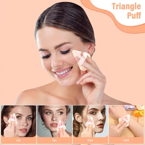 Vista 6 de Thrilez 20 piezas Borlas de Polvo Triangulares, Borlas de Polvo Suelto Borlas de Maquillaje para Polvo Facial, Borla de Polvo Fijador