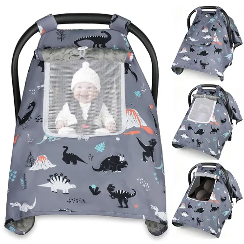 Vista 8 de Funda para Asiento de Coche para Bebé, Fundas para Asiento de Coche para Bebé con 2 Capas, Ventanas Transpirables, Funda para Asiento de Coche
