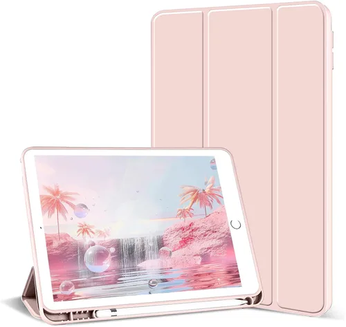 Vista 8 de Aoub Funda para iPad de 9ª/8ª/7ª generación de 10.2 pulgadas, apagado automático/activación delgada, ligera, triple soporte, funda trasera de TPU