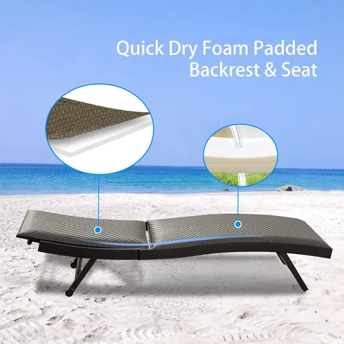 Vista 5 de Domi - Juego de 2 tumbonas para exteriores, de aluminio, acolchadas, de espuma de secado rápido, con respaldo ajustable para playa, piscina, césped