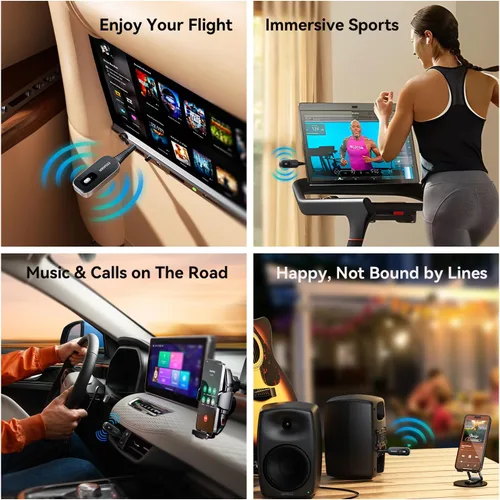 Vista 7 de ESSAGER Adaptador Bluetooth para automóvil, cancelación de ruido, receptor AUX Bluetooth de 0.138 in para automóvil, transmisor de receptor de audio