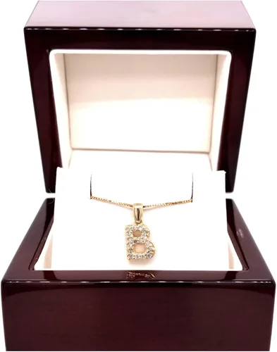 Vista 3 de Collar colgante con letra inicial de diamantes en oro amarillo de 14k 110 quilates 18 pulgadas