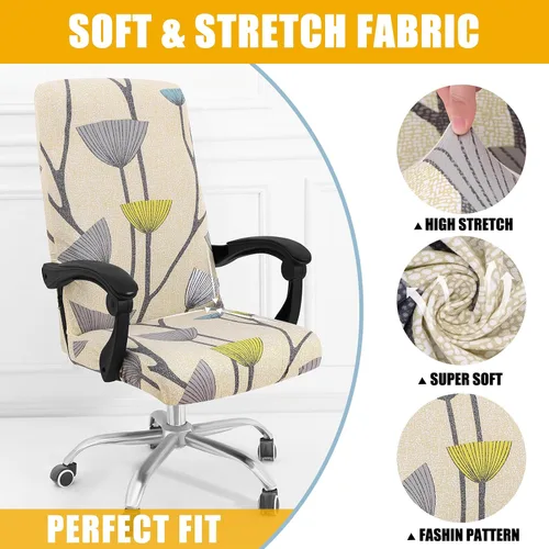 Vista 54 de Smiry fundas elásticas estampadas para silla de oficina de computadora, fundas universales para sillas giratorias de escritorio, extraíbles