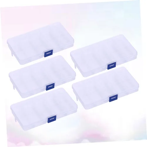 Vista 9 de EXCEART 5PCS 10 Caja de joyería transparente Contenedor de almacenamiento de joyas Recipiente de cuentas ajustables Contenedor de joyería