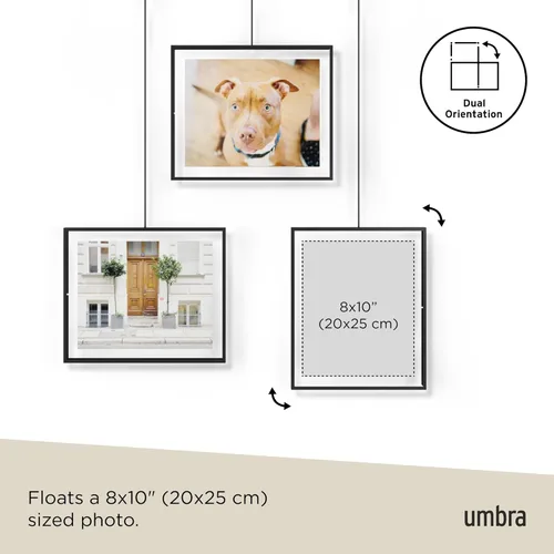 Vista 5 de Umbra Exhibit - Juego de galería de marcos de fotos, collage de pared ajustable, tres fotos de 8 x 10 pulgadas, juego de 3, color negro