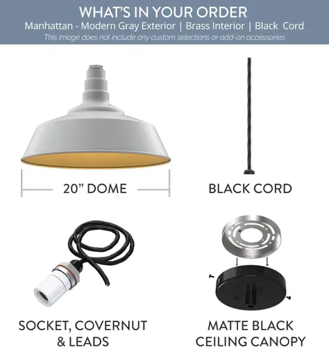 Vista 33 de Steel Lighting Co. Manhattan Warehouse Light Colgante montado en el techo Cúpula de 20 pulgadas vástago de 12 pulgadas Luz de granero