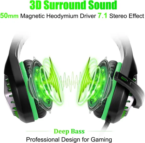 Vista 6 de ENVEL Tarjeta de sonido USB+auriculares para juegos con micrófono para PC, PS4, PS5, Nintendo Switch, Xbox One X S