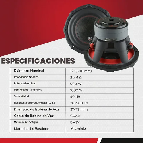 Vista 5 de Audiopipe Subwoofer para coche TXXBD312 de 1800 vatios