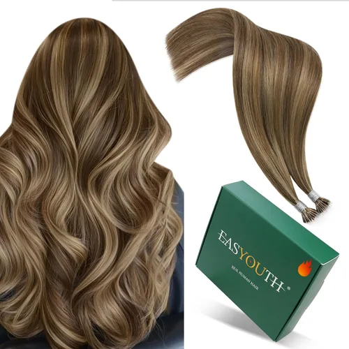 Vista 54 de Easyouth Extensión de cabello humano rubio con cola de caballo, extensiones de cabello humano rubio dorado con reflejos rubios, extensiones