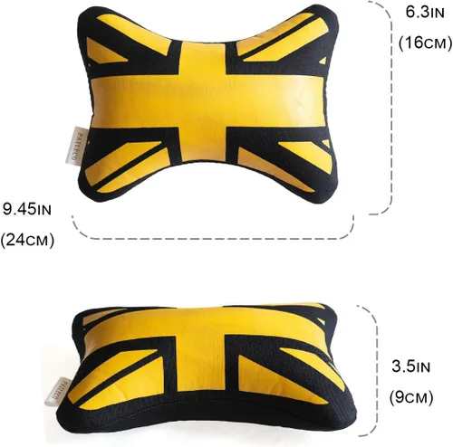 Vista 3 de Almohada para el cuello del asiento de coche (2 piezas) (dorado Union Jack)