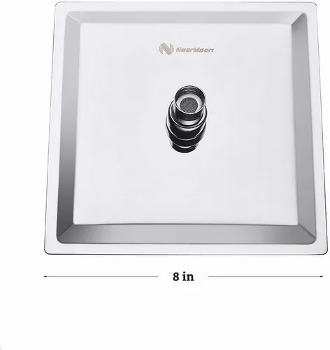 Vista 5 de Cabezal de ducha de lluvia con brazo de extensión ajustable de 11 pulgadas, cabezal de ducha cuadrado grande de acero inoxidable de alto flujo Cromo