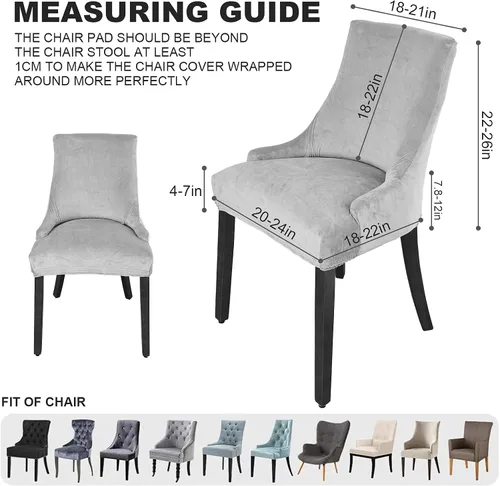 Vista 4 de MIFXIN Funda de terciopelo para silla lateral, elástica, lavable, inclinada, protector de asiento para comedor, banquete, decoración de fiesta
