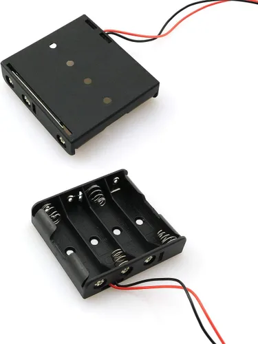 Vista 4 de ZRM&E Caja de alimentación 6V 4xAA estuche de soporte de batería con DC 5.5x2.1 conector mate con conector de barril en Arduino