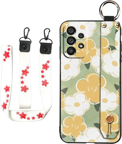Vista 10 de Funda cruzada compatible con Samsung Galaxy A12 5G, con correa para la muñeca, cordón de silicona suave a prueba de golpes, funda protectora