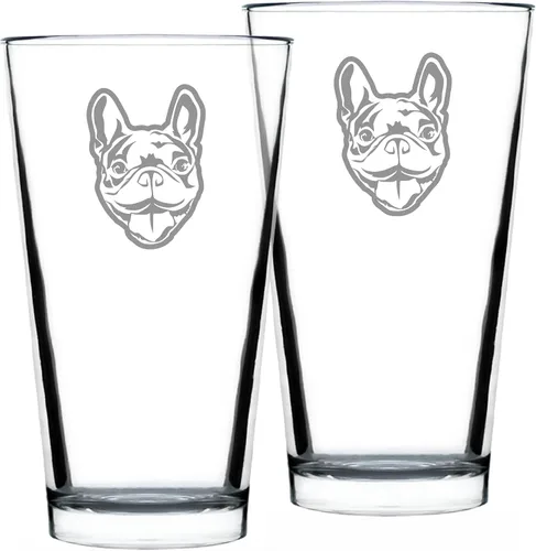Vista 8 de Happy Frenchie - Vaso de pinta para cerveza, decoración divertida y única con temática de bulldog francés y regalos para hombres y mujeres, 16