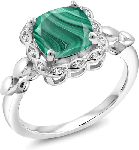 Vista 46 de Gem Stone King Anillo de compromiso de plata de ley 925 de 0.315 in con piedra natal y zafiro blanco creado Anillo de compromiso de boda