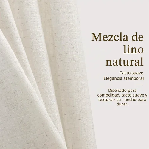 Vista 5 de Hokibero Cortinas de lino plisadas naturales de 96 pulgadas de largo