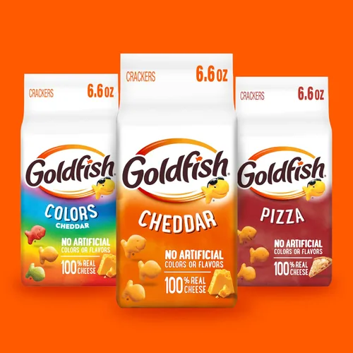 Vista 8 de Goldfish Colors Cheddar Galletas horneadas para aperitivos, bolsa de 6.6 onzas