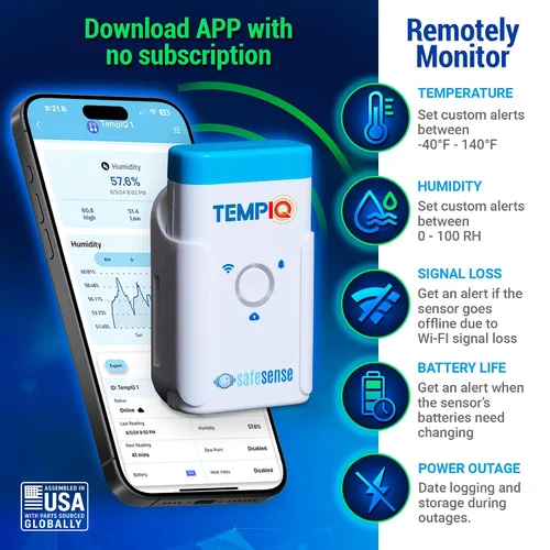 Vista 3 de TEMPIQ - Sensor remoto de temperatura y humedad WiFi – Integración de aplicaciones, alertas, ayuda a monitorear el segundo hogar, AirBnb, RV