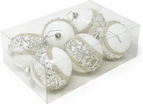 Vista 10 de Allgala - Paquete de 6 bolas para decorar el árbol de Navidad, 3" con lujosa decoración con brillantina (negro)