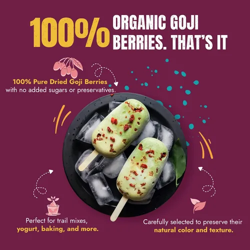 Vista 5 de Suncore Foods Bayas de Goji orgánicas, veganas, resellables de 8 onzas