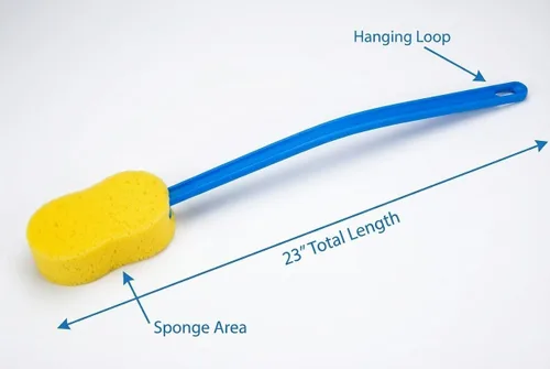 Vista 4 de NOVA Cepillo de esponja extra largo de 23 pulgadas para baño y espalda, limpiador corporal de mango largo y limpiador de espalda para espalda