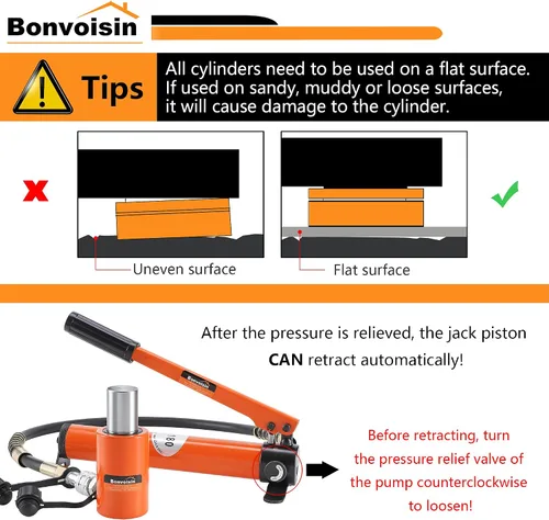 Vista 6 de Bonvoisin 10T cilindro hidráulico Jack Porta Power Ram 4" cilindros de elevación de carrera larga de efecto único para la construcción naval