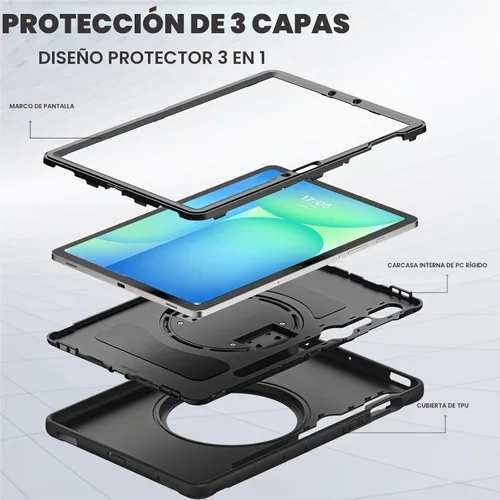 Vista 9 de Junfire Funda para Galaxy Tab S10 Lite/S10 FE/S9 FE 10.9 pulgadas, color Negro
