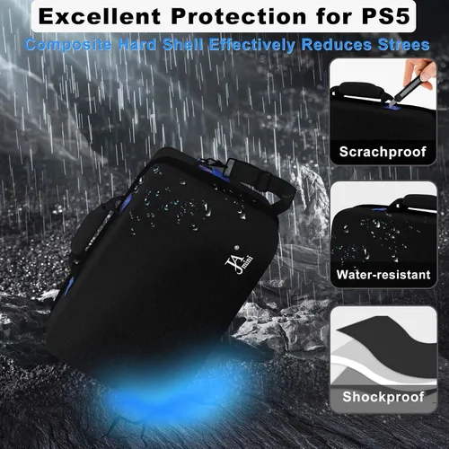 Vista 2 de Hard Shell Travel Carrying Case for PS5, Portable Protective Playstation 5 Carry Bag Compatible with Console Controller DiscDigital Edition, Base