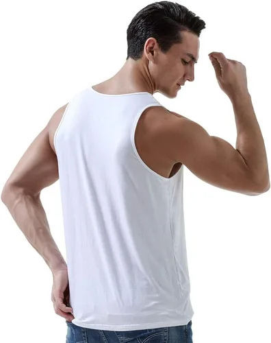 Vista 3 de Camisetas sin mangas para hombre, paquete de 3 unidades, cuello redondo, modal, cómoda, suave, paquete múltiple