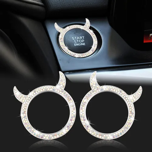 Vista 13 de WINKA Bling Cubierta del Botón de Arranque del Motor del Coche Universal Push Start Stop Trim Anillo de Encendido Tapa Decoraciones 2 piezas