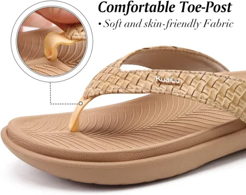 Vista 5 de KuaiLu - Sandalias para mujer, cómodas, buenas para fascitis plantar, buen soporte del arco, estilo pata de gallo, para interior o exterior en verano