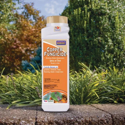 Vista 2 de Bonide Fungicida de Cobre, 1 lb. Aerosol o Polvo Listo para Usar para Jardinería Orgánica, Controla Enfermedades Comunes en Césped y Jardín