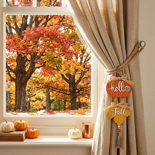 Vista 4 de Valery Madelyn Decoraciones de otoño para el hogar, decoración de pared de otoño con calabaza y hoja de arce, coronas rústicas de otoño, decoración